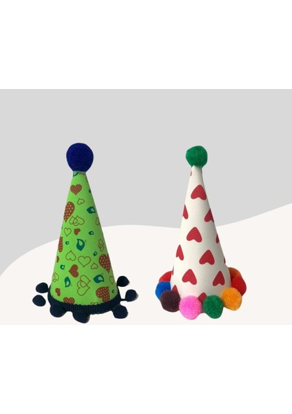 Kediler ve Küçük Irk Köpekler Için 2li Parti Şapkası PS18 (El Yapımı)