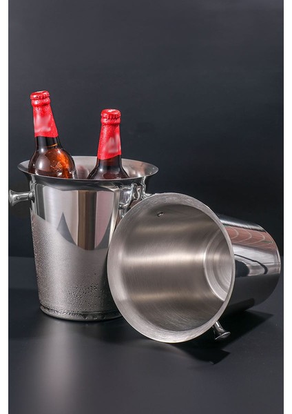 Çelik Şampanya Kovası 5,5 L Kulplu Buz Kovası Buzluk CIN926 modelleri