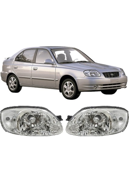 Far Takım Sağ + Sol Manuel Beyaz Sinyalli Hyundaı Accent Admıre 2003-2006