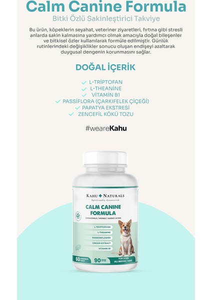 Calm Canine Formula, Köpekler Için Bitki Özlü Sakinleştirici Rahatlatıcı Takviye, 60 Tablet