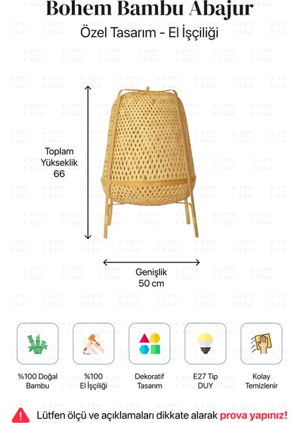 Knixhult Bohem Bambu Yer Lambası 66 CM - İskandinav, Modern, Rattan, Aydınlatma indirimleri