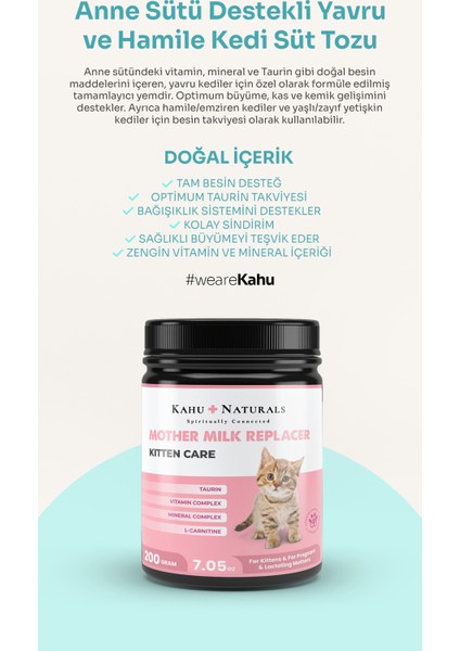 Kitten Care Milk Replacer, Anne Sütü Destekli Yavru ve Hamile Kedi Süt Tozu, 200 gr