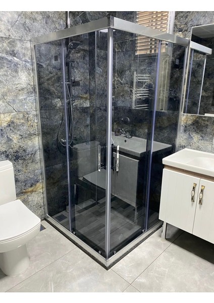 Ustaduş - Qorex Marka - 6mm Temper Füme Cam Duşakabin H:190 Özel Seri Krom Aksesuar