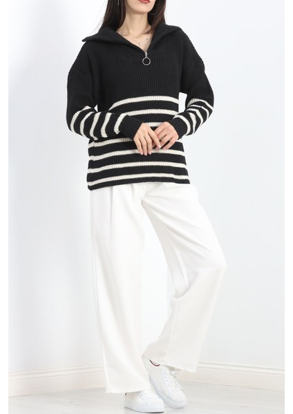 Fermuar Detaylı Triko Bluz Siyahlatte - 437.1577. fiyatları