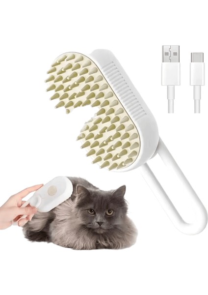 3'Ü 1 Arada Pet Elektrikli Buhar Fırçası Kedi Köpek Temizleme Spreyi Masaj Bakım Tarak Döndürme Kolu Pet Epilasyon Güzellik Fırçası (Yurt Dışından)