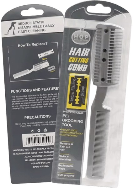 2'Si 1 Arada Profesyonel Evcil Hayvan Bakım Jilet Tarak Güvenli Bakım Için 2 Adet Metal Bıçaklı Köpekler Kediler Için Plastik Düzeltici Evcil Hayvan Malzemeleri (Yurt Dışından)