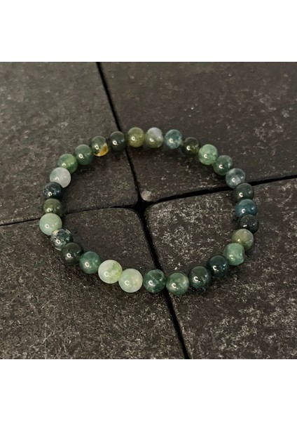Sertifikalı Yosunlu Akik 6 mm Doğal Taş Bileklik indirimleri