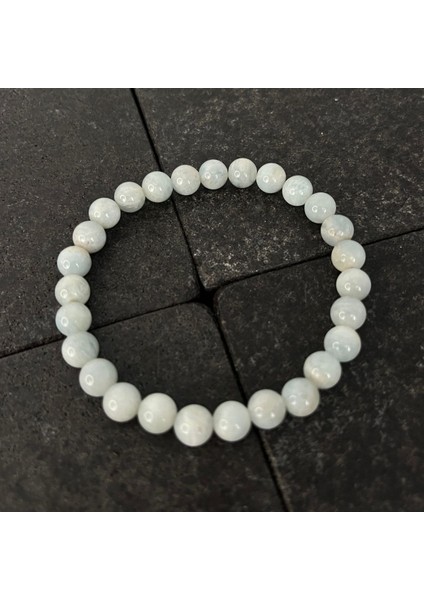 Sertifikalı Akuamarin 6 mm Doğal Taş Bileklik