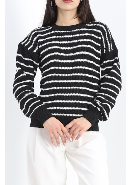 Bisiklet Yaka Çizgili Triko Siyahkemik - 11188.1577. indirimleri