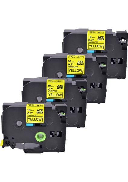 4 Adet Brother PZ-641 TZE-641 Siyah Sarı Bant 18MM ile Uyumlu (Yurt Dışından)