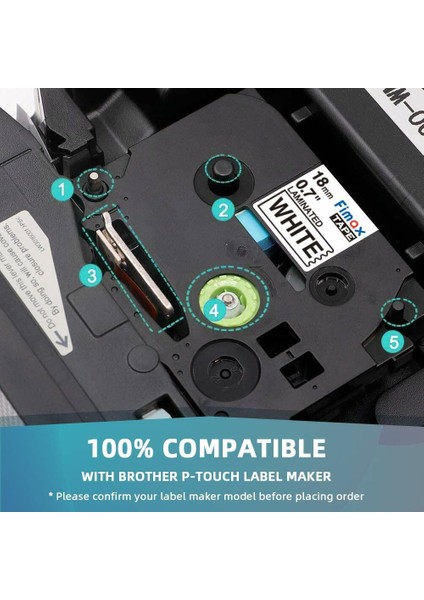 Siyah TZE-345 Üzerine Beyaz 18MM Etiket Şeridi Uyumlu Brother P-Touch Etiket Makinesi Tze TZ-241 Şeritleri (Yurt Dışından) fırsatları