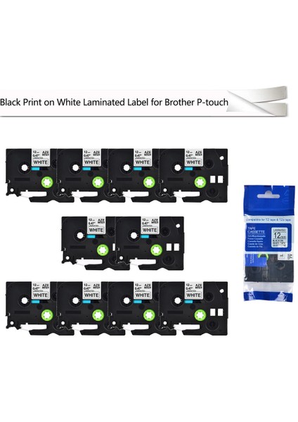 Brother TZ-231 TZE-231 P-Touch Için 10 Paket Siyah Beyaz Etiket Şeridi 26.2ft (Yurt Dışından)