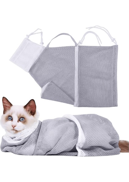 Kedi Bakım Duş Çantası Mesh Polyester Yıkama Mesh Çantaları Ayarlanabilir Kediler Kısıtlama Çantası Banyo Tırnak Düzeltme Için Tırmalamayı Önleyin Açık gri / Boyut: 2 Adet (Yurt Dışından)
