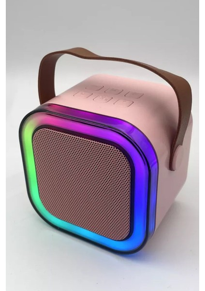 Karaoke Mikrofonlu Rgb Işıklı Küçük Portatif Rahat Taşınabilir Şarjlı Bluetooth Hoparlör Kablosuz