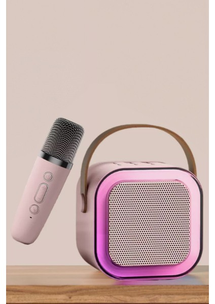 Karaoke Mikrofonlu Rgb Işıklı Küçük Portatif Rahat Taşınabilir Şarjlı Bluetooth Hoparlör Kablosuz