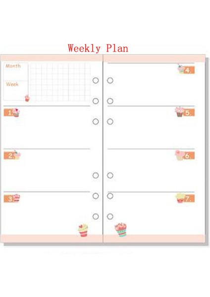 Haftalık Plan Stili A6 A5A6 Çizgi Film Renkli Yapılacaklar Listesi Takvim Ekleme Gevşek Yaprak Yenileme Programı (Yurt Dışından)