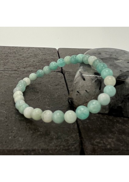 Sertifikalı Amazonit 6 mm Doğal Taş Bileklik