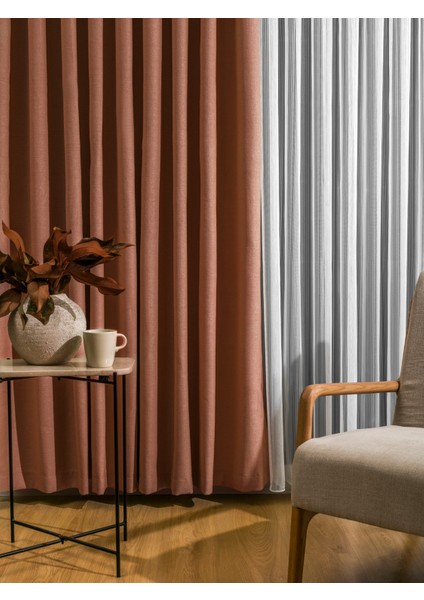 Sık Pileli A.Flex Keten Kumaştan Fon Perde 1x3 V18518 Tek Kanat