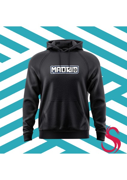 Sweatshirt Madrid Typography Hoodie Siyah