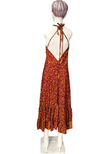 Yazlık Elbise, Bohem Elbise, Vintage Elbise, Askılı Elbise, Sırtı Açık Elbise