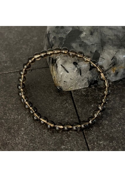 Sertifikalı Dumanlı Kuvars 6 mm Doğal Taş Bileklik