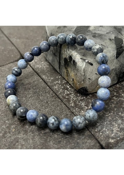 Sertifikalı Dumortierit 6 mm Doğal Taş Bileklik