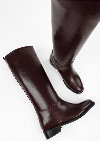 Kadın Lace Bordo Cilt Binici Çizme modelleri