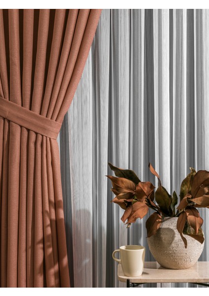 Sık Pileli A.Flex Keten Kumaştan Fon Perde 1x3 V18518 Tek Kanat fiyatları