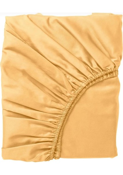 Cotton (Pamuk) 120 x 200+30 cm Fitted (Lastikli) Tek Kişilik Sarı Çarşaf Bed Sheett