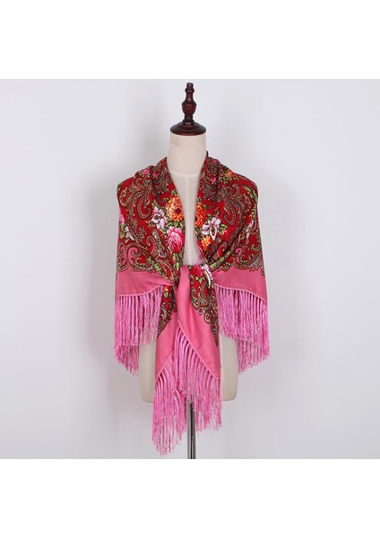 Şal, Etnik Tarz Baskılı Püskül Kare Eşarp, Turist Baotou Kadın Eşarp (Yurt Dışından)