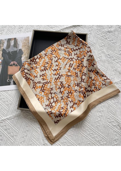 Vintage Baskı Ipek Eşarp, Küçük Kare Eşarp, Saten Eşarp (Yurt Dışından)