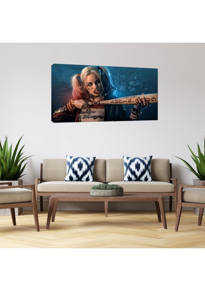 Harley Quinn Modern Art, Dekoratif Premium Kanvas Tablo