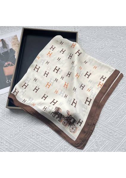 Vintage Baskı Ipek Eşarp, Küçük Kare Eşarp, Saten Eşarp (Yurt Dışından)
