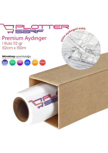 ® Plankopya Ozalit Aydınger (Çizim) Kağıdı 112GR Rulo 62CM x 150MT (1 Rulo)