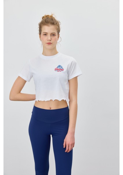Kadın Hawaii Baskılı Kısa Kollu T-Shirt