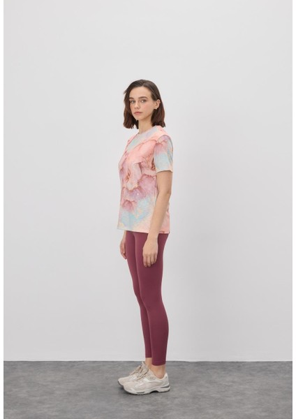 Kadın Rose Baskılı Fırfırlı T-Shirt modelleri