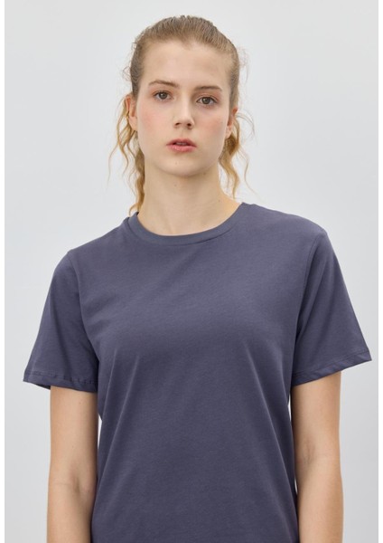 Kadın Marin Renk Basic T-Shirt