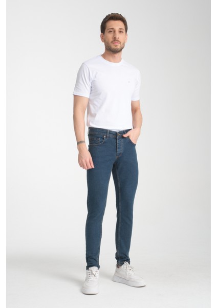 Erkek Mavi-Kahve Düz Skinny Fit Jeans fiyatları