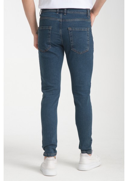 Erkek Mavi-Kahve Düz Skinny Fit Jeans modelleri