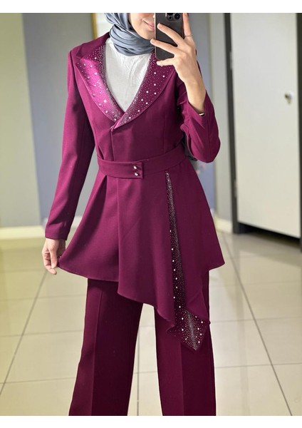 CLİO YAKA TAŞLI PANTALON CEKET TAKIM