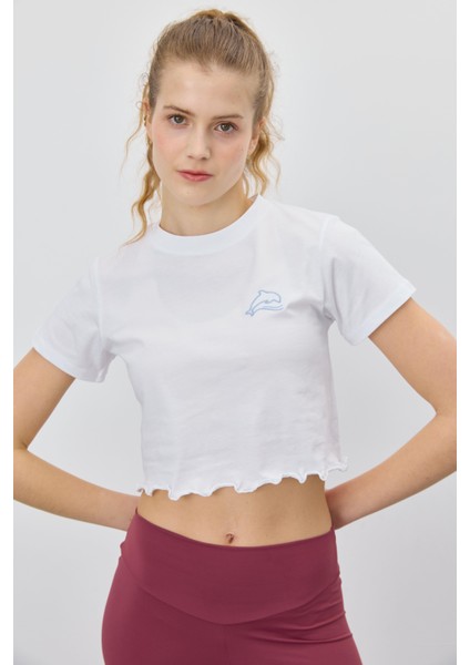 Kadın Yunus Baskılı Kısa Kollu T-Shirt