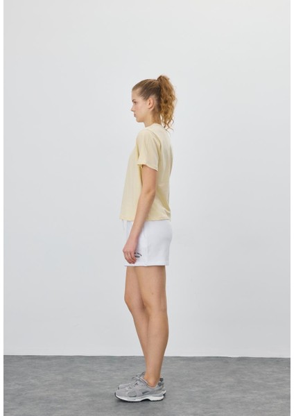 Kadın Vanilya Renk Basic T-Shirt