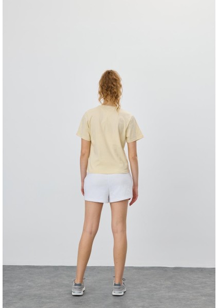 Kadın Vanilya Renk Basic T-Shirt