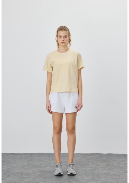 Kadın Vanilya Renk Basic T-Shirt