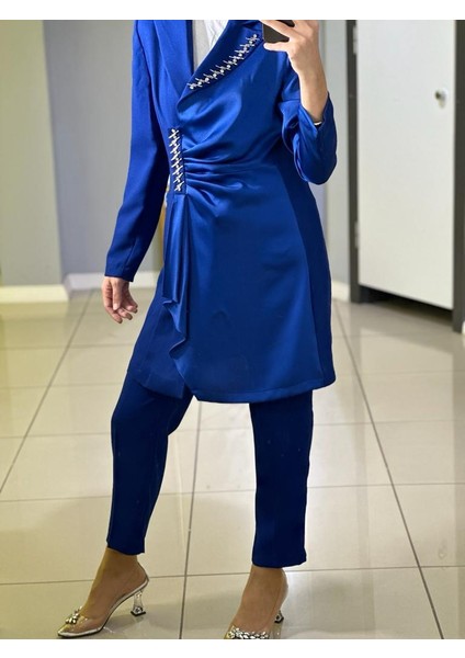 Önü Taşlı Ceket Pantolon Takım