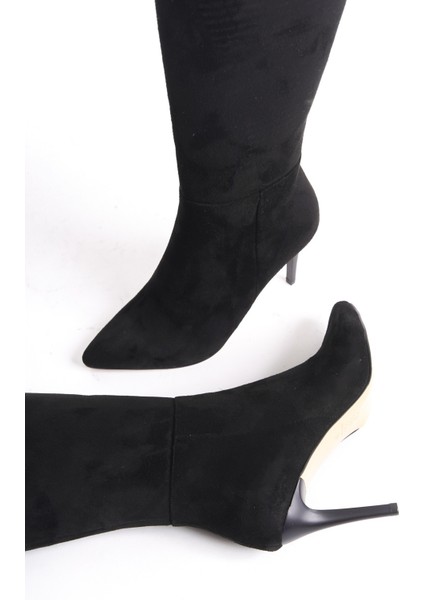 Ilibri Siyah Süet Ince Topuklu Klasik Çizme fiyatları