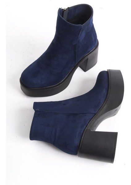 Hancez Lacivert Süet Kalın Platform Topuklu Kadın Bot fiyatları