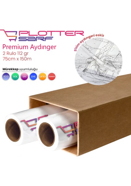 ® Plankopya Ozalit Aydınger Çizim Kağıdı 112 gr Rulo 75cm x 150mt (2 Rulo)