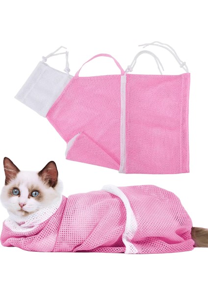 Kedi Bakım Duş Çantası Mesh Polyester Yıkama Mesh Torbaları Ayarlanabilir Kediler Kısıtlama Çantası Banyo Tırnak Düzeltme Için Çizilmeyi Önleyin Renk: Kırmızı / Boyut: 1 Adet (Yurt Dışından)