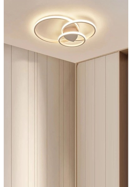 Sole Modern Tasarım Beyaz Renk Salon - Mutfak - Hol Beyaz LED 3 Lü Avize